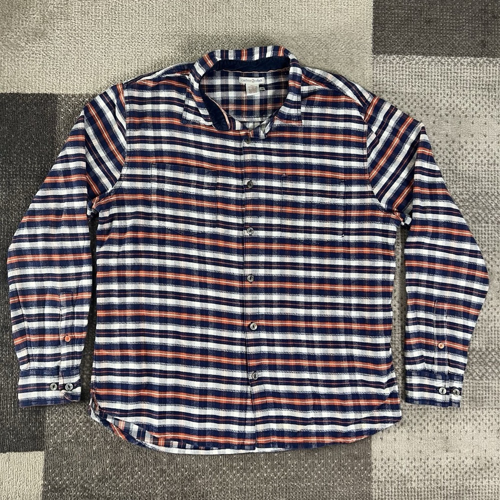 Carbon 2 Cobalt Flannel Shirt Mens Medium Plaid Long Sleeve Cabin Work Wear‎